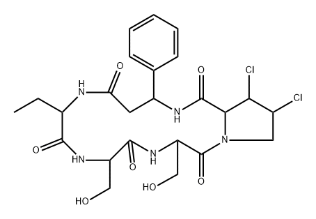 Cyclo(L-Abu-L-Ser-L-Ser-3β,4β-dichloro-L-Pro-3-phenyl-βAla-)