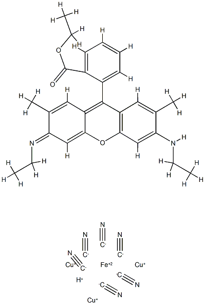 tricopper(1+) hydrogen hexakis(cyano-C)ferrate(4-), compound with ethyl o-[6-(ethylamino)-3-(ethylimino)-2,7-dimethyl-3H-xanthen-9-yl]benzoate (1:1)