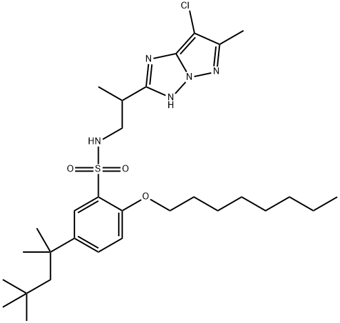 N-[2-(7-Chloro-6-methyl-1H-pyrazolo[1,5-b][1,2,4]triazol-2-yl)propyl]-2-octyloxy-5-(1,1,3,3-tetramethylbutyl)benzenesulfonamide
