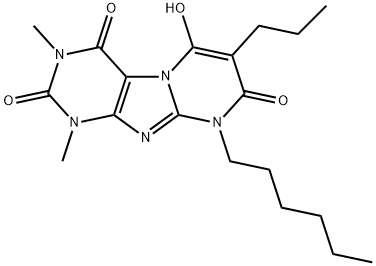 Pyrimido[2,1-f]purine-2,4,8(1H,3H,9H)-trione,  9-hexyl-6-hydroxy-1,3-dimethyl-7-propyl-