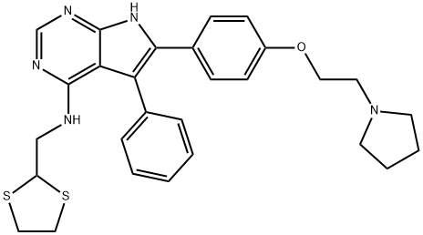 N-(1,3-二硫杂环戊烷-2-基甲基)-5-苯基-6-[4-[2-(1-吡咯烷基)乙氧基]苯基]-7H-吡咯并[2,3-D]嘧啶-4-胺