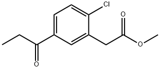 Benzeneacetic acid, 2-chloro-5-(1-oxopropyl)-, methyl ester