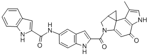 1H-Indole-2-carboxamide, N-(2-((4,5,8,8a-tetrahydro-7-methyl-4-oxocycl opropa(C)pyrrolo(3,2-e)indol-2(1H)-yl)carbonyl)-1H-indol-5-yl)-, (+-)-