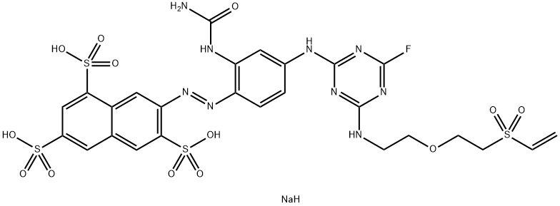1,3,6-Naphthalenetrisulfonic acid, 7-2-(aminocarbonyl)amino-4-4-2-2-(ethenylsulfonyl)ethoxyethylamino-6-fluoro-1,3,5-triazin-2-ylaminophenylazo-, trisodium salt