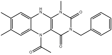 Alloxazine,  5-acetyl-3-benzyl-5,10-dihydro-1,7,8-trimethyl-  (7CI)