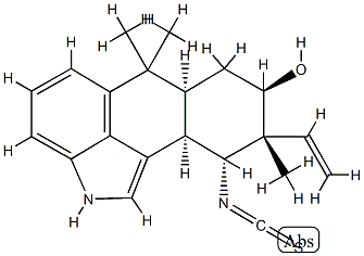 [6aS,(-)]-9α-Ethenyl-2,6,6aα,7,8,9,10,10aα-octahydro-10α-isothiocyanato-6,6,9-trimethylnaphtho[1,2,3-cd]indole-8β-ol