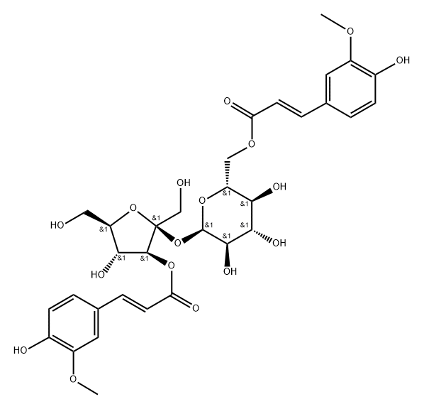 α-D-Glucopyranoside, 3-O-[(2E)-3-(4-hydroxy-3-methoxyphenyl)-1-oxo-2-propen-1-yl]-β-D-fructofuranosyl, 6-[(2E)-3-(4-hydroxy-3-methoxyphenyl)-2-propenoate]