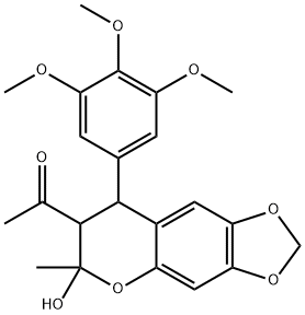 Ethanone, 1-(7,8-dihydro-6-hydroxy-6-methyl-8-(3,4,5-trimethoxyphenyl) -6H-1,3-dioxolo(4,5-g)(1)benzopyran-7-yl)-
