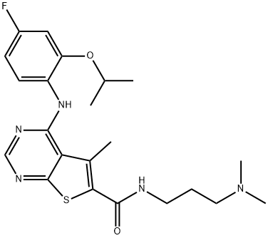 N-(3-(dimethylamino)propyl)-4-(4-fluoro-2-isopropoxyphenylamino)-5-methylthieno[2,3-d]pyrimidine-6-carboxamide