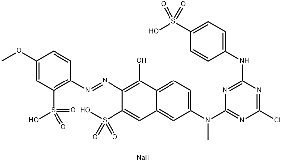 trisodium 7-[[4-chloro-6-[(4-sulphonatophenyl)amino]-1,3,5-triazin-2-yl]methylamino]-4-hydroxy-3-[(4-methoxy-2-sulphonatophenyl)azo]naphthalene-2-sulphonate
