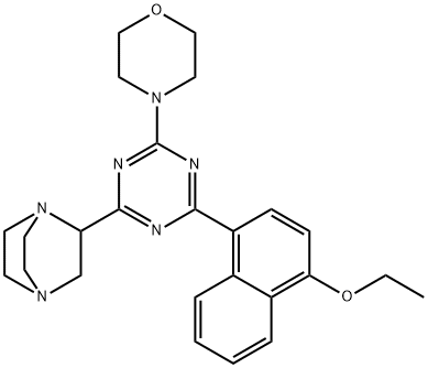 2-(1,4-diazobicyclo-2,2,2-octyl)-4-(1-ethoxy-4'-naphthyl)-6-(morpholinyl)-1,3,5-triazine