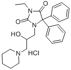 2,4-Imidazolidinedione, 5,5-diphenyl-3-ethyl-1-(2-hydroxy-3-(1-piperid inyl)propyl)-, monohydrochloride