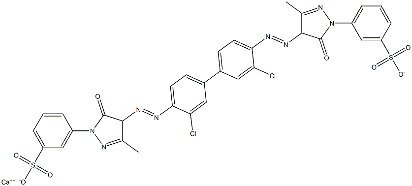 Benzenesulfonic acid, 3,3'-[(3,3'-dichloro[1,1'- biphenyl]-4,4'-diyl)bis[azo(4,5-dihydro-3-methyl -5-oxo-1H-pyrazole-4,1-diyl)]]bis-, calcium salt (1:1)