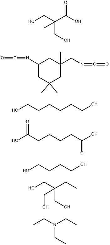Hexanedioic acid, polymer with 1,4-butanediol, 2-ethyl-2-(hydroxymethyl)-1,3-propanediol, 1,6-hexanediol, 3-hydroxy-2-(hydroxymethyl)-2-methylpropanoic acid and 5-isocyanato-1-(isocyanatomethyl) -1,3,3-trimethylcyclohexane, compd. with N,N-diethylethanami