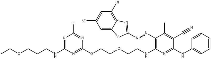 2-(Phenylamino)-5-[(4,6-dichlorobenzothiazole-2-yl)azo]-6-[[2-[2-[[4-[(3-ethoxypropyl)amino]-6-fluoro-1,3,5-triazine-2-yl]oxy]ethoxy]ethyl]amino]-4-methyl-3-pyridinecarbonitrile