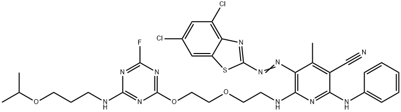 2-[6-Anilino-5-cyano-2-[2-[2-[4-fluoro-6-(3-isopropoxypropylamino)-1,3,5-triazin-2-yloxy]ethoxy]ethylamino]-4-methyl-3-pyridylazo]-4,6-dichlorobenzothiazole