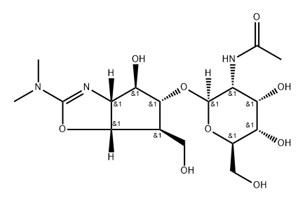 .beta.-D-Allopyranoside, 2-(dimethylamino)-3a,5,6,6a-tetrahydro-4-hydroxy-6-(hydroxymethyl)-4H-cyclopentoxazol-5-yl 2-(acetylamino)-2-deoxy-, 3aR-(3a.alpha.,4.alpha.,5.beta.,6.alpha.,6a.alpha.)-