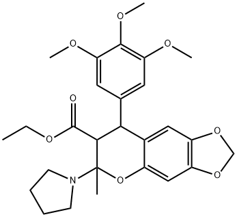 Ethyl 7,8-dihydro-6-methyl-6-(1-pyrrolidinyl)-8-(3,4,5-trimethoxypheny l)-6H-1,3-dioxolo(4,5-g)(1)benzopyran-7-carboxylate