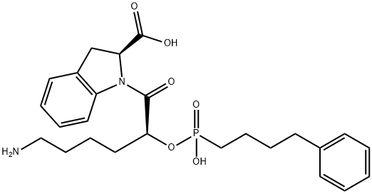 2,3-dihydro-1-(6-amino-2-((hydroxy-(4-phenylbutyl)phosphinyl)oxy)-1-oxohexyl)-1H-indole-2-carboxylic acid