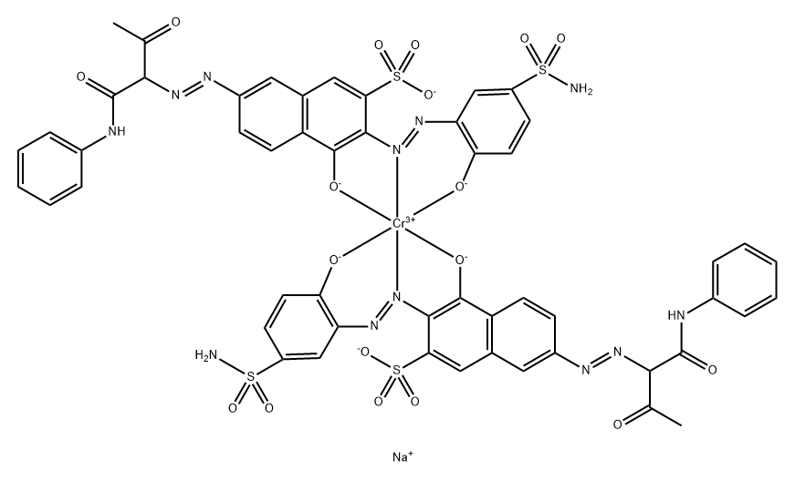 Chromate(3-), bis3-5-(aminosulfonyl)-2-(hydroxy-.kappa.O)phenylazo-.kappa.N1-4-(hydroxy-.kappa.O)-7-2-oxo-1-(phenylamino)carbonylpropylazo-2-naphthalenesulfonato(3-)-, trisodium