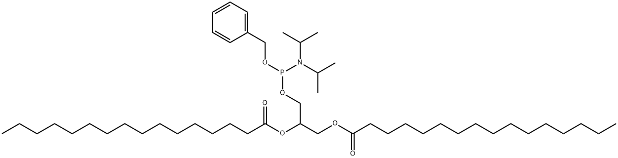 Hexadecanoic acid, (1R)-1-bis(1-methylethyl)amino(phenylmethoxy)phosphinooxymethyl-1,2-ethanediyl ester