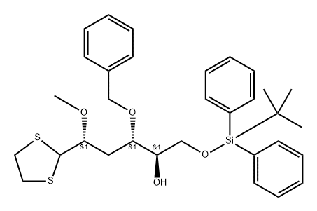 D-ribo-Hexose, 3-deoxy-6-O-(1,1-dimethylethyl)diphenylsilyl-2-O-methyl-4-O-(phenylmethyl)-, cyclic 1,2-ethanediyl dithioacetal