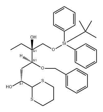 L-lyxo-Hexose, 3-deoxy-6-O-(1,1-dimethylethyl)diphenylsilyl-5-C-ethyl-4-O-(phenylmethyl)-, cyclic 1,3-propanediyl dithioacetal