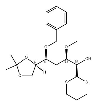 D-allo-Heptose, 4-deoxy-3-O-methyl-6,7-O-(1-methylethylidene)-5-O-(phenylmethyl)-, cyclic 1,3-propanediyl dithioacetal