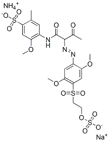 Benzenesulfonic acid, 4-[[2-[[2,5-dimethoxy-4-[ [2-(sulfooxy)ethyl]sulfonyl]phenyl]azo]-1,3-dioxobutyl ]amino]-5-methoxy-2-methyl-, ammonium sodium salt