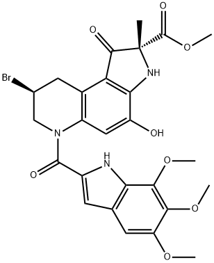 1H-Pyrrolo3,2-fquinoline-2-carboxylic acid, 8-bromo-2,3,6,7,8,9-hexahydro-4-hydroxy-2-methyl-1-oxo-6-(5,6,7-trimethoxy-1H-indol-2-yl)carbonyl-, methyl ester, (2R,8S)-