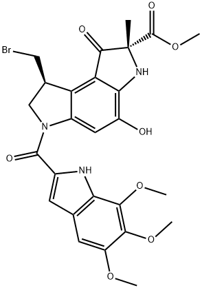 Benzo1,2-b:4,3-bdipyrrole-2-carboxylic acid, 8-(bromomethyl)-1,2,3,6,7,8-hexahydro-4-hydroxy-2-methyl-1-oxo-6-(5,6,7-trimethoxy-1H-indol-2-yl)carbonyl-, methyl ester, (2R,8S)-