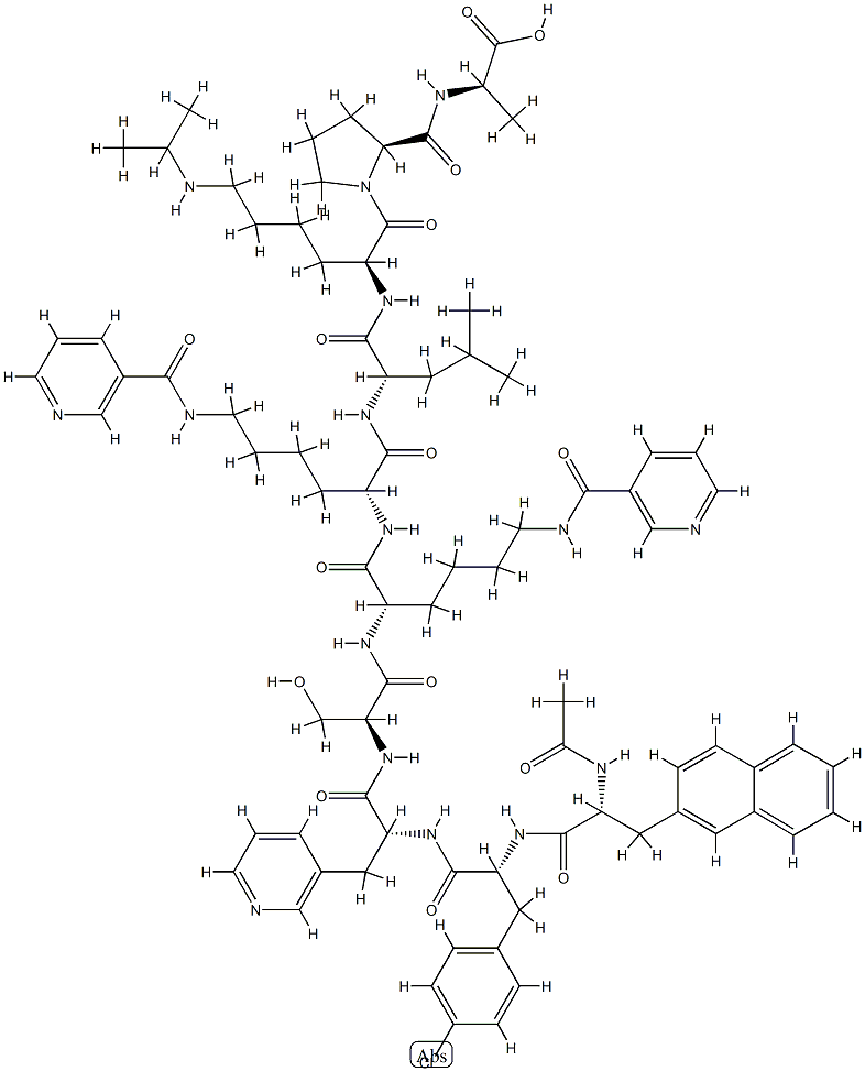 LHRH, N-Ac-2-naphthyl-Ala(1)-4-chloro-Phe(2)-pyridyl-Ala(3)-nicotinyl-Lys(5,6)-isopropyl-Lys(8)-AlaNH2(10)-