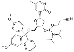 1-[5-O-[二(4-甲氧基苯基)苯基甲基]-3-O-[[二(1-甲基乙基)氨基](2-氰基乙氧基)膦基]-2-脱氧-BETA-D-赤式-呋喃戊糖基]-5-甲基-2(1H)-嘧啶酮