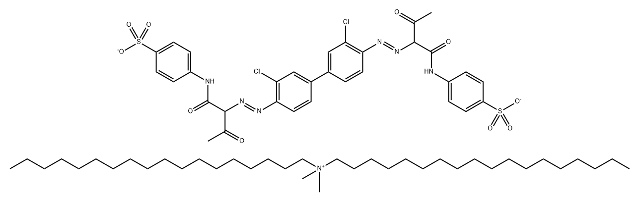 1-Octadecanaminium, N,N-dimethyl-N-octadecyl-, salt with 4,4-(3,3-dichloro1,1-biphenyl-4,4-diyl)bisazo(2-acetyl-1-oxo-2,1-ethanediyl)iminobisbenzenesulfonic acid (2:1)