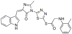 (5E)-5-(1H-indol-3-ylmethylidene)-2-methyl-3-[5-[2-[(2-methylphenyl)am ino]acetyl]sulfanyl-1,3,4-thiadiazol-2-yl]imidazol-4-one