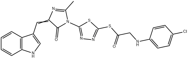 (5E)-3-[5-[2-[(4-chlorophenyl)amino]acetyl]sulfanyl-1,3,4-thiadiazol-2 -yl]-5-(1H-indol-3-ylmethylidene)-2-methyl-imidazol-4-one