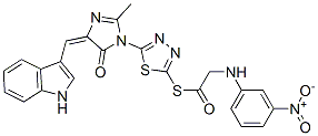 (5E)-5-(1H-indol-3-ylmethylidene)-2-methyl-3-[5-[2-[(3-nitrophenyl)ami no]acetyl]sulfanyl-1,3,4-thiadiazol-2-yl]imidazol-4-one