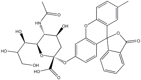 2-methyl-6-(5-acetamido-3,5-dideoxy-alpha-glycero-galacto-nonulopyranosylonic acid)xanthene-9-spiro-1'-isobenzofuran-3'-one
