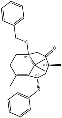 Bicyclo(5.3.1)undec-7-en-3-one, 4,8,11,11-tetramethyl-1-(phenylmethoxy )-6-(phenylthio)-, (4-endo,6-exo)-(+-)-