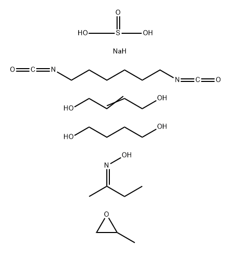 Sulfurous acid, monosodium salt, polymer with 1,4-butanediol, 2-butene-1,4-diol, 1,6-diisocyanatohexane and methyloxirane, Me Et ketone oxime-blocked