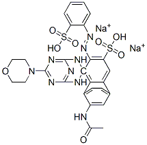 Benzenesulfonic acid, 3,3-6-(4-morpholinyl)-1,3,5-triazine-2,4-diylbisimino2-(acetylamino)-4,1-phenyleneazobis-, disodium salt