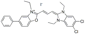 2-[3-(5,6-dichloro-1,3-diethyl-1,3-dihydro-2H-benzimidazol-2-ylidene)prop-1-enyl]-3-ethyl-5-phenylbenzoxazolium iodide