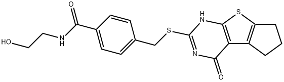 N-(2-hydroxyethyl)-4-(((4-oxo-3,5,6,7-tetrahydro-4H-cyclopenta[4,5]thieno[2,3-d]pyrimidin-2-yl)thio)methyl)benzamide