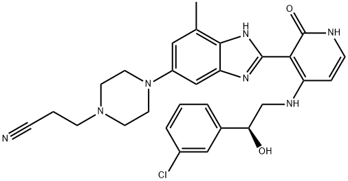 4-[2-[4-[[(2S)-2-(3-氯苯基)-2-羟基乙基]氨基]-1,2-二氢-2-氧代-3-吡啶基]-7-甲基-1H-苯并咪唑-5-基]-1-哌嗪丙腈
