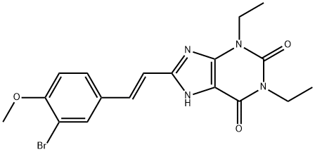 1H-Purine-2,6-dione, 3,7-dihydro-8-(2-(3-bromo-4-methoxyphenyl)ethenyl )-1,3-diethyl-, (E)-