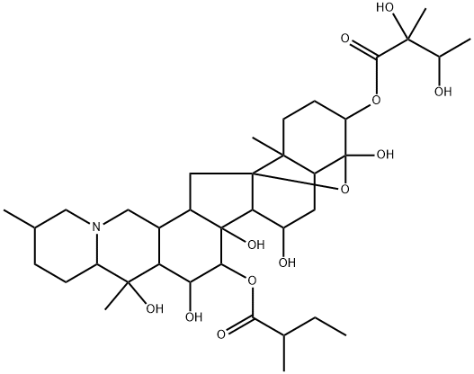 4α,9-Epoxycevane-3β,4,7α,14,15α,16β,20-heptol 3-[(2R,3R)-2,3-dihydroxy-2-methylbutanoate]15-[(R)-2-methylbutanoate]