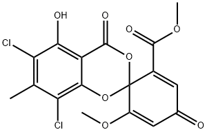 6,8-Dichloro-5-hydroxy-6'-methoxy-7-methyl-4,4'-dioxospiro[4H-1,3-benzodioxin-2,1'-[2,5]cyclohexadiene]-2'-carboxylic acid methyl ester
