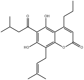 4-Propyl-5,7-dihydroxy-6-(3-methylbutanoyl)-8-(3-methyl-2-butenyl)-2H-1-benzopyran-2-one
