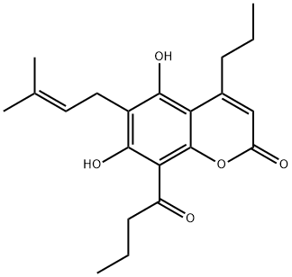 4-Propyl-5,7-dihydroxy-6-(3-methyl-2-butenyl)-8-butyryl-2H-1-benzopyran-2-one