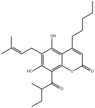 5,7-Dihydroxy-6-(3-methyl-2-butenyl)-8-(2-methyl-1-oxobutyl)-4-pentyl-2H-1-benzopyran-2-one